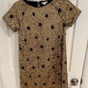 Crewcuts Gold Sequin Dress with Black Stars